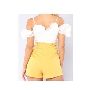 Fashion Nova It’s All Love white/yellow romper size small